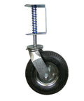 8 Inch Pneumatic Spring-Loaded Gate Caster Wheel, 360 Degree Swivel, Heavy-Duty Universal Mount, Black tire with shock absorber
