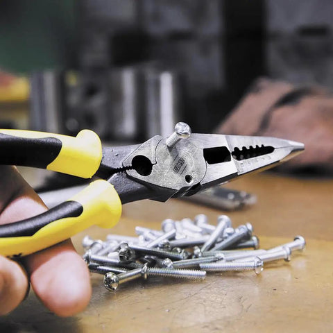 Workhorse Needle Nose Pliers With Long Reach For Crimping, Cutting, Stripping And Looping Wire, Made In USA, close-up view