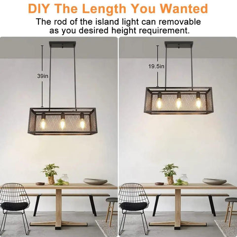 Industrial Five Light Kitchen Island Pendant Light Fixture With Metal Frame In Matte Black Flush Mount Ceiling Hanging Light