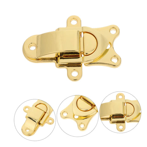 Get Cool 2pcs Vintage Zinc Alloy Toggle Latch Buckle Locks For Toolboxes And Jewelry Cases Super Durable Metal Box Hasp Replacement front view of gold metal latch
