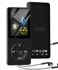 64GB MP3 Player With Bluetooth Portable HiFi Lossless Music Player, black, with controls and earbuds displayed