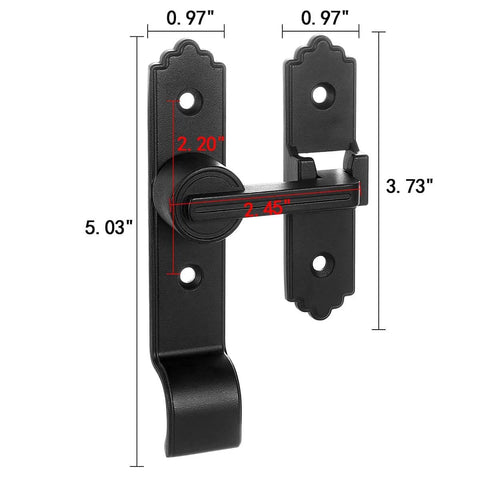 Pack Of 3 180 Degree Black Barn Door Locks And Latches With Handle For Cabinets Bathroom Closet Window Garage Security Lock Set Heavy Duty Sliding Door Latch, black latch with measurements