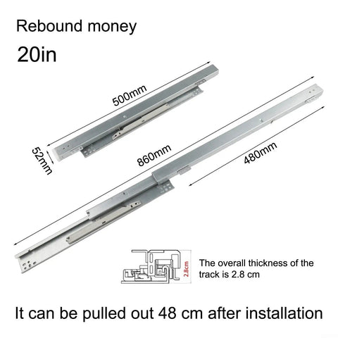 Under Mount Drawer Slides With Soft Close Full Extension Floor Mount Rails 500mm Steel Heavy Duty Cabinet Drawers