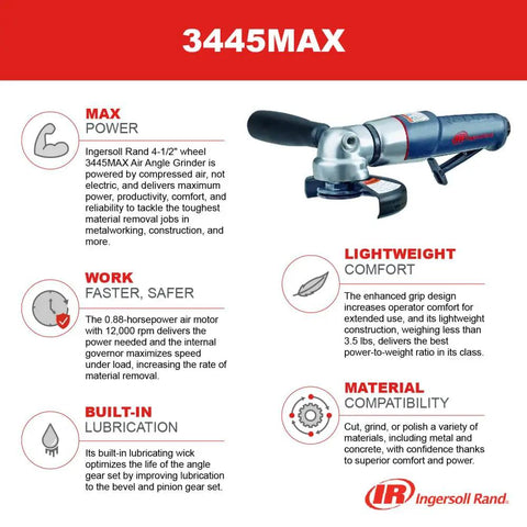 Tough As Nails Air Angle Grinder And Cutoff Tool With 4.5 Inch Wheel And 12000 RPM Motor for deburring and metal finishing.