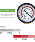 Grease Monkey Approved Single Handed Brake Bleeder Vacuum Pump Kit With Precision Gauge displaying 0-760 mmHg measurement range.
