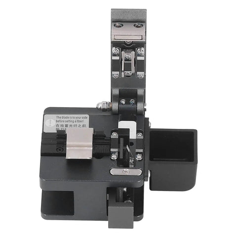 Heavy Duty Optical Fiber Cleaver Featuring Precision 90 Degree Tungsten Steel Blade With Automatic Knife Return Function, top view.