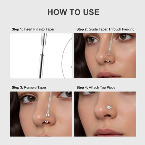 How to use 6 Piece Piercing Ball Grabber Kit Pro Grade Stainless Steel Piercing Tools for nose jewelry application