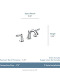Oil-Rubbed Bronze Two-Handle Widespread Bathroom Faucet Trim Kit For 3-Hole Deck Mount Adjustable 8 To 16 Inch Spread Requires Valve 9000 Brantford Style T6620ORB shown with dimensions.