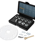 Six Point Five Inch Router Base Plate With Ten Piece Template Guide Bushing Set And Centering Pin, Universal Plate With Case Included