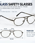 Built Like A Tank Aviation Style Safety Glasses With Detachable Side Shields, ANSI Z87 Certified, 62mm Eye Size.