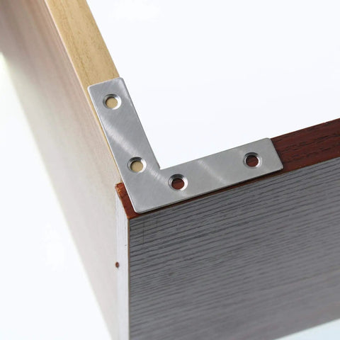 Top Shelf Heavy Duty Stainless Steel L Shape Corner Brace Brackets 10 Pack Rust Proof Mending Plates on furniture joint