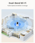 Indoor 3K Baby And Pet Monitoring Cam With Auto Tracking And 5MP Night Vision F16 Lens Cry Detection, dual-band WiFi coverage diagram