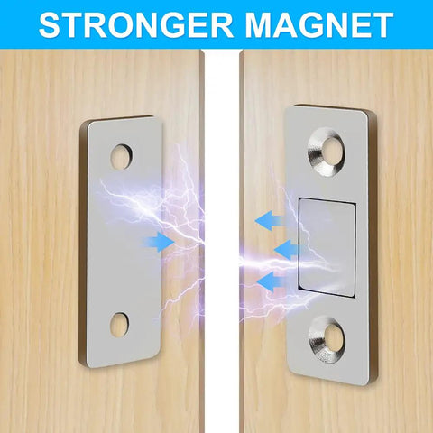 Four Pack Ultra Thin Magnetic Door Catch Set With 3.7mm Stainless Steel Magnets Delivers 15Lb Hold For Kitchen Cabinet Closet
