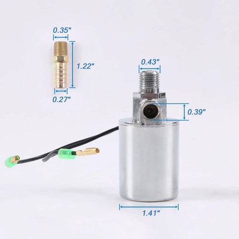 Heavy Duty 12V 24V Air Horn Solenoid Valve With Chrome Plated Metal Housing 1/4 Inch NPT 150 PSI Output For Trucks And Train Horn Systems DC Power Built To Last High Flow Fits 12V And 24V Electrical Setups.