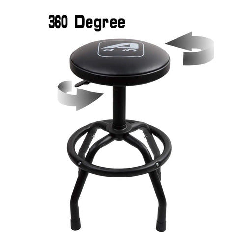 Swivel Garage Bar Stool With Adjustable Height For Workshop And Auto Shop Durable Mechanic Stool With Black LeatherSoft Upholstery