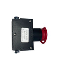 High Visibility Red Emergency Stop Switch For Aequanta Electric Pallet Jack Models A1017 And A1034, top view showing switch design.