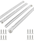 One Pair 14 Inch White Drawer Slides Heavy Duty Cold Rolled Steel Cabinet Tracks With Nylon Rollers and screws for installation.