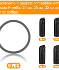 Six Pack Water Bottle Sealing Ring Replacements For FreeSip 24oz 25oz 32oz And 40oz Lids Gaskets Leak Proof Kit With Durable O Ring Seals For No Spill Hydration, 6 pcs for 24-40 oz bottles