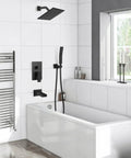 Modern bathroom with Dope Wall Mount 3-Function Shower System With Handheld Spray and Waterfall Tub Spout, Matte Black finish