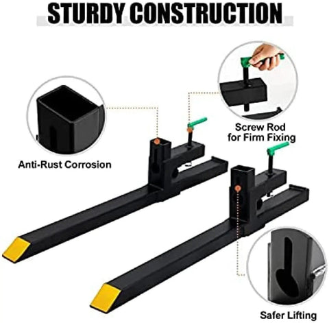 60 Inch Clamp On Pallet Forks For Tractor Loader Buckets Heavy Duty Fork Attachments Up To 4000 Lbs Load Capacity 43 Inch