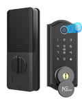 Smart Deadbolt With Bluetooth And Biometric Fingerprint Keypad For Fast No Keys Needed Entry, App Control For Home Or Apartment, Ekeys Sharing, Auto Lock, Four Unlock Ways With Fingerprint And Keypad, black design