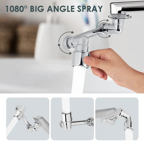 Hand adjusting 1080 Degree Rotating Aerator Extender for Kitchen and Bathroom Sink Faucets Universal Splash Filter Water Nozzle Adapter Bubbler Extension