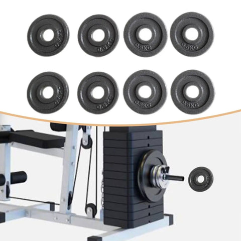 Eight Piece Cast Iron Weight Plates For Barbells 9.5 Cm Diameter 26 Mm Center Hole 8 Plate Set Durable Home Gym Fitness Weights