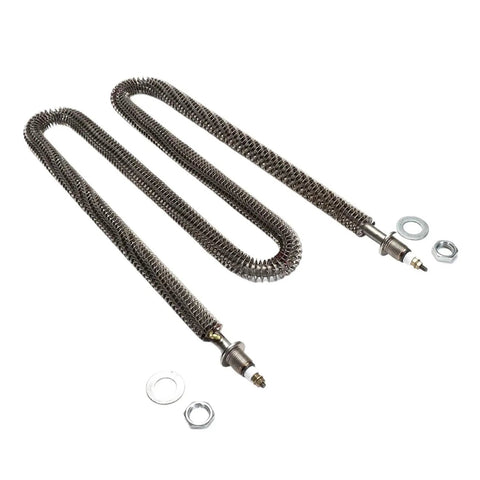 Heavy Duty W Shape Finned Heating Element For Industrial Electric Air Heater 220V 2.5KW SUS304 Stainless Steel with attached fittings.