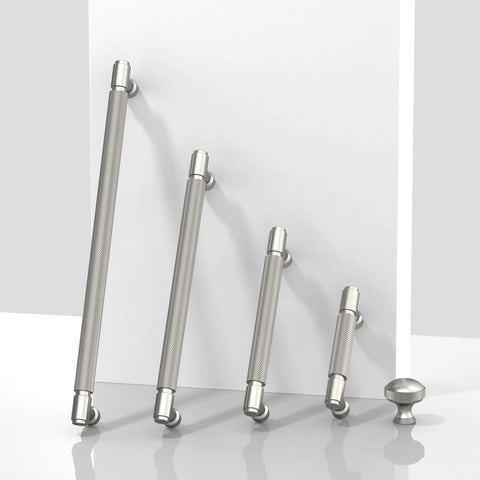 Brushed Satin Nickel Knurled Cabinet Pulls 5 Inch 128mm Pack Of 10 For Kitchen Cabinets And Drawer Fronts Premium Zinc Alloy Handles Display