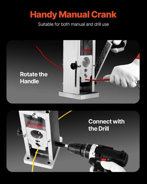 Manual Wire Stripping Machine For Copper 0.06-1.5 Inch Strips With Hand Crank Or Drill Powered Visible Depth Reference