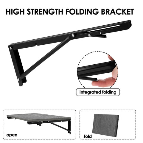 Two Pack Folding Shelf Brackets L Shaped Wall Mounted Triangle Angle DIY Heavy Duty Support for Shelves and Tools, space saving