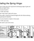 Diagram showing installation steps for the Self Closing Gate Hardware Kit with Self Locking Gate Latch and Hinges.