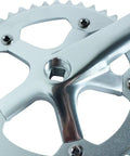 Close-up of Fixed Gear Crankset 44T 170mm Aluminum Alloy For Single Speed Bikes showing chainring and crank arm in silver finish.