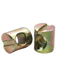 Barrel Nuts For Furniture And Diy Woodworking Hammer Head Threaded Inserts M6 M8 Zinc Plated 10 Pcs Cross Hole Design