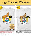 Comparison of two T-shirts showing high vs. poor transfer efficiency using Light 1.0 Heat Transfer Paper For T Shirts, 20 Sheets 8.5 By 11 Inches.