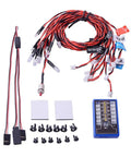 RC Car Headlights And Taillight Kit With 12 LED Lights, 5 Operation Modes For 1/10 Scale RC Trucks, shown with control board and wires