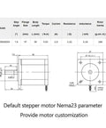 Gantry Linear Guide Stage For CNC And DIY Projects 1000mm X 1000mm X 200mm Stroke, Heavy Duty XY Z Travel Module With NEMA 23 Motor Support For Drilling, Cutting, Welding, Painting, Engraving And More. NEMA23 stepper motor size diagram and specs