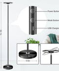 Two-Sided Smart Floor Lamp With RGBCW Color, 2000 Lumens, Alexa And Google Home Ready, 2.4GHz WiFi, 66 Inch Tall, controls close-up