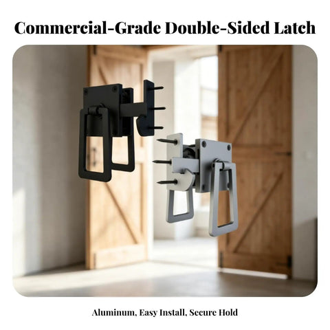 Gitohoni Gate Latch with Handle-Heavy-Duty Metal Body, Barn Door Latch, Secure, Hardware, for Fences, double-sided aluminum latch.