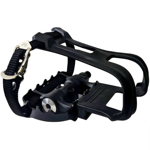 Alloy-Composite Bike Pedals With Adjustable Toe Clips And Straps, Dual Sealed Bearings, Lightweight Design