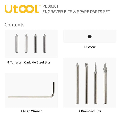 10 Piece Engraver Bits Set With Diamond Point And Tungsten Carbide Steel Bits And Spare Parts For Engraving Tool Compatible With Most Rotary Tools One Eighth Inch Shank High Hardness Durable For Clean Precise Engraving
