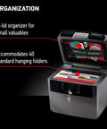 Black Fireproof And Waterproof Safe With Key Lock For Documents And Valuables File Folder Box 14.3 X 15.5 X 13.5 Inches