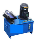 Heavy Duty 2.2KW Small Electric Hydraulic Power Pack Station For Lifting Press Assembly. Blue carbon steel build with motor.