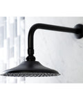 Rain Shower Head With Matte Black Finish, Brass Construction, 7.75 Inch Diameter For Full Body Rain, 141 Water Channels