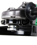 Close-up view of powerful 7 inch angle grinder with 15 amp motor delivers up to 2500W for tough cutting grinding and sanding