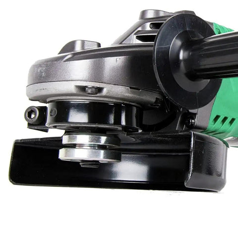Close-up view of powerful 7 inch angle grinder with 15 amp motor delivers up to 2500W for tough cutting grinding and sanding