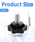 1/4-20 Knurled Thumb Screws Set with Black Plastic Knobs, 12 Pieces, Boss-Grade Grip Screws, dimensions 2.22cm x 2.4cm