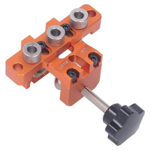 Three In One Doweling Jig Drill Kit With Pro Grade Aluminum Alloy Construction, precise scale, quick clamping, bonus drilling sleeve