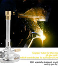 Gas Bunsen Burner With Copper Tube Micro Design For Laboratory Use Liquid Gas Fueled Light Burner Adjustable Flame Safe High Temperature Heating Tool For Science Labs, showing detailed copper tube and adjustable base in lab setting.