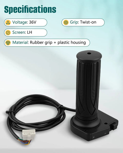 36V Electric Bike Throttle Grip With LCD Voltage Display And Cruise Control Button, High Sensitivity Handle Compatible With Bolt Pro LX10 Atlas Dyu D3F D2F C3 C4 And Ancheer Ebikes Plug And Play Setup Smooth Power Throttle